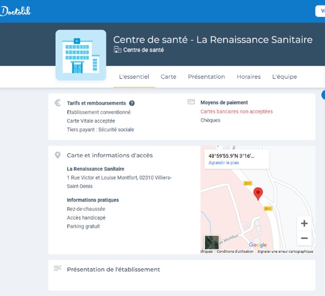 Demande de rendezvous La Renaissance Sanitaire